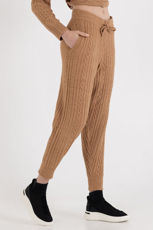 CABLE SWEATER JOGGER WITH POCKETS