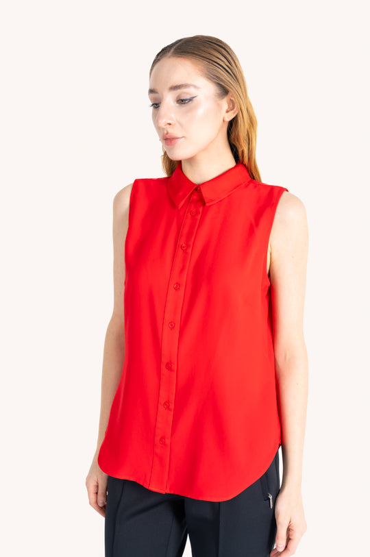 SLEEVELESS BUTTON FRONT BLOUSE