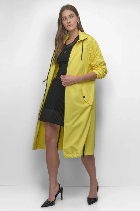 LONG SLEEVE COATED SATIN COAT