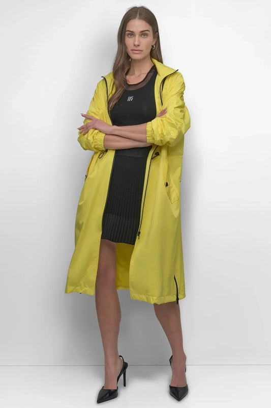 LONG SLEEVE COATED SATIN COAT
