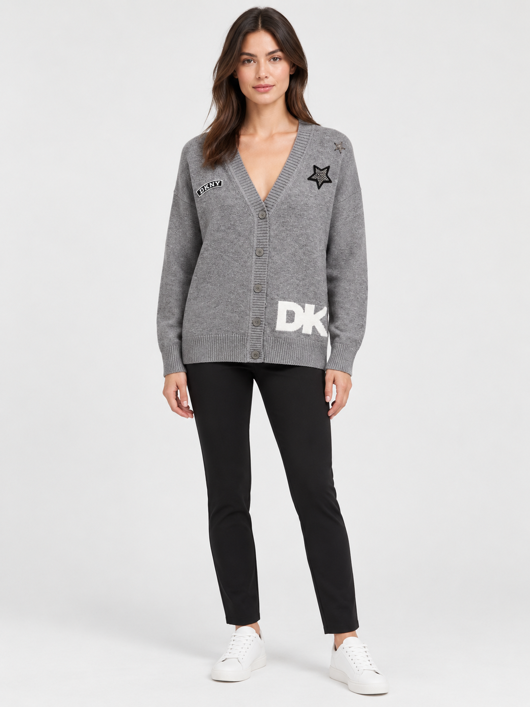 LONG SLEEVE PINS  PATCHES CARDIGAN