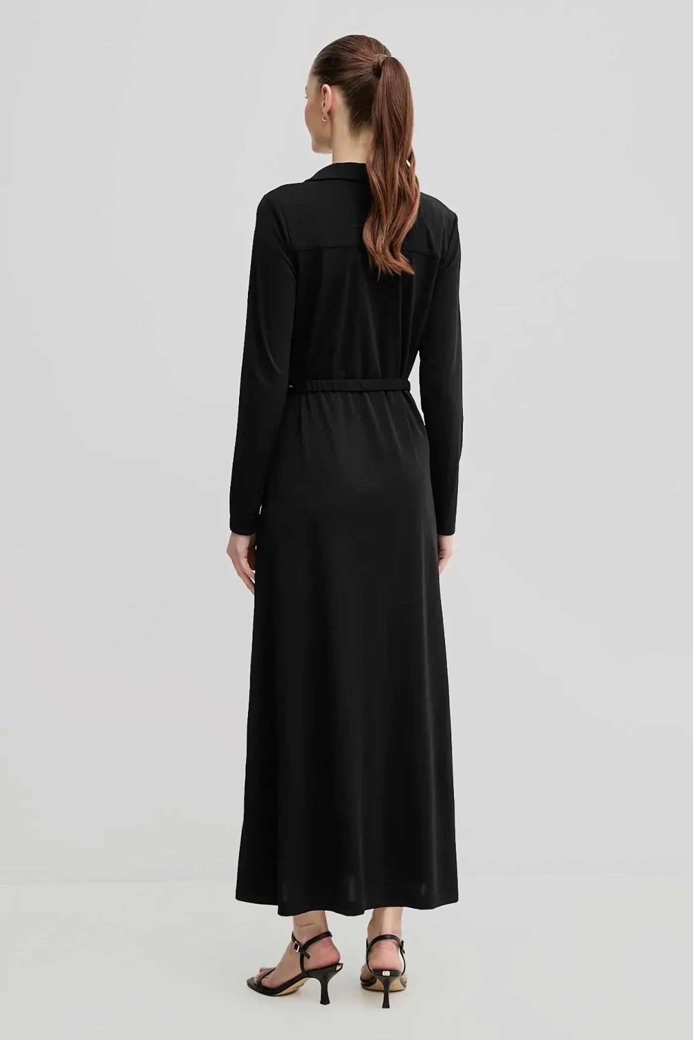 LONG SLEEVE COLLAR NECK MIDI DRESS